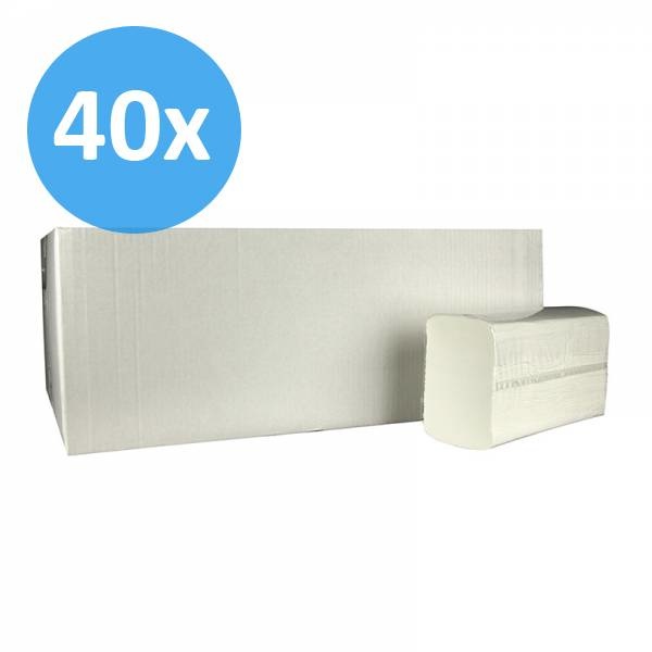 Eigen merk PALLET Vouwhanddoekjes Multifold, 2-laags, cellulose wit