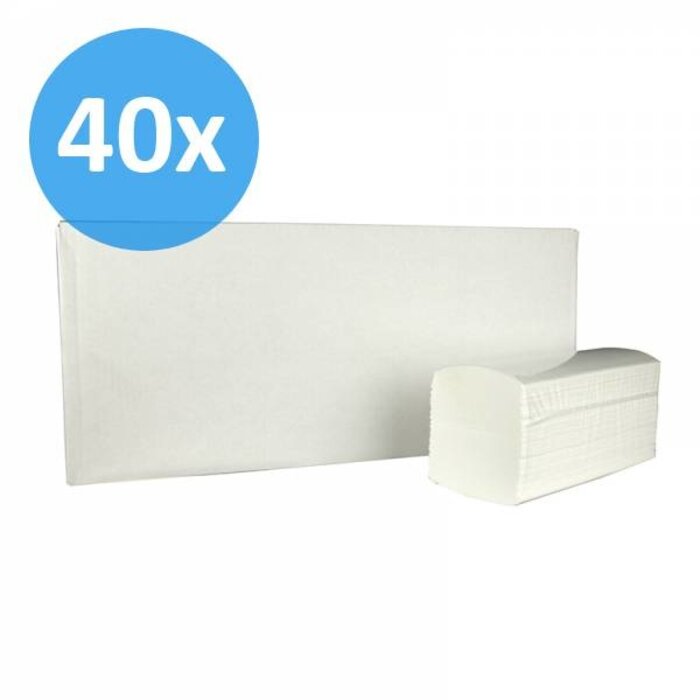 Eigen merk PALLET Vouwhanddoekjes interfold, 3-laags, cellulose wit