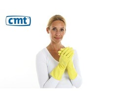 CMT 12 paar huishoudhandschoen rubber food approved geel