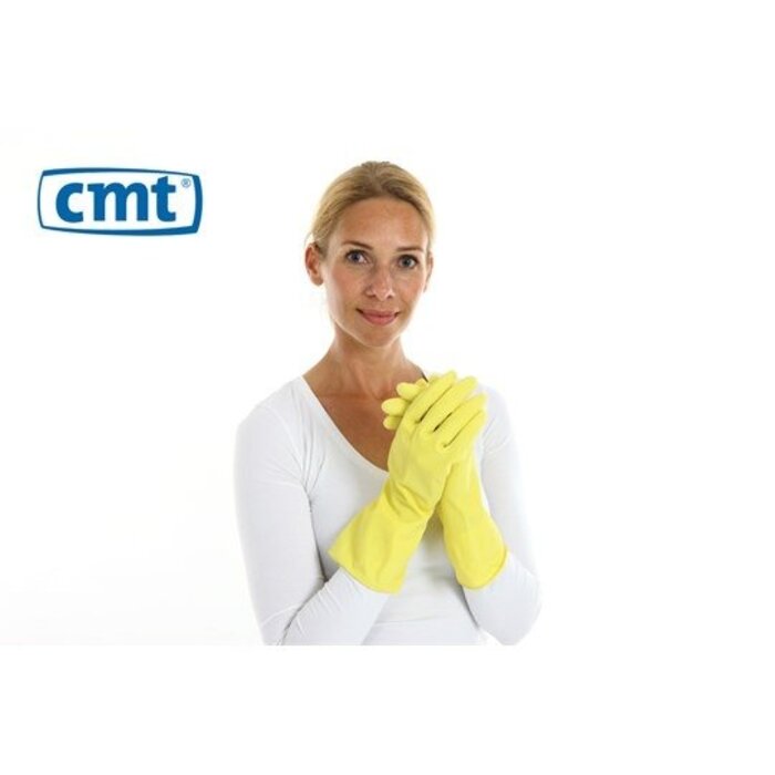 CMT Huishoudhandschoen rubber food approved 12 paar - geel
