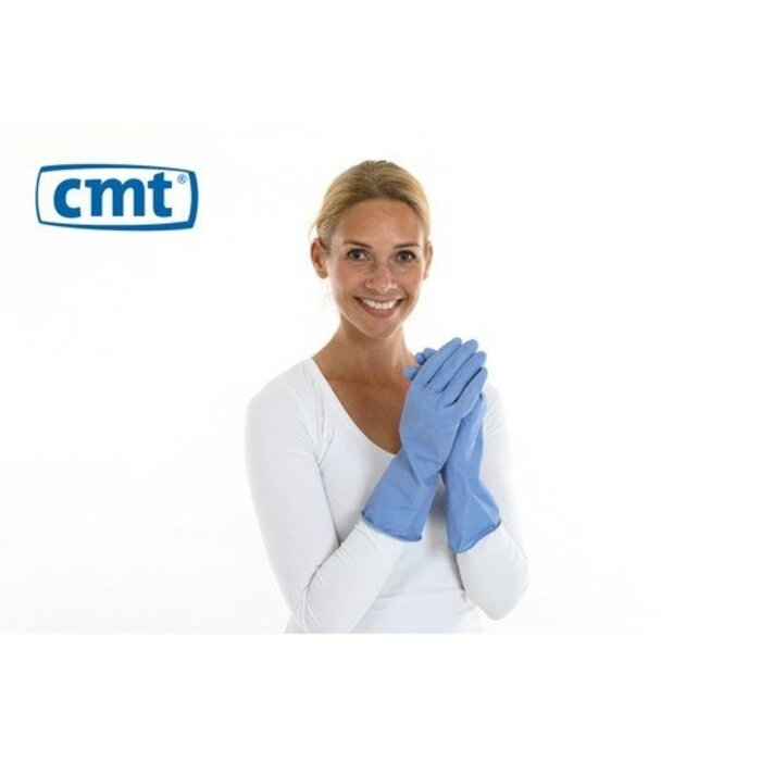 CMT Huishoudhandschoen rubber food approved 12 paar - blauw