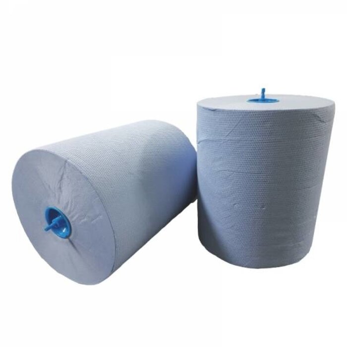 Eigen merk Handdoekrol Matic, 2-laags, cellulose blauw, 21cm, 6x 150M