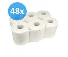 Eigen merk PALLET Poetsrollen Midi, 6x 300M, 1-laags, cellulose, wit, geperforeerd