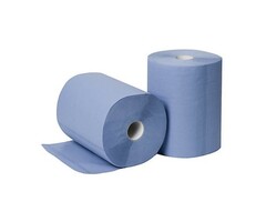 Eigen merk Poetsrollen Midi, 6x 135M, 2-laags, cellulose, blauw, geperforeerd
