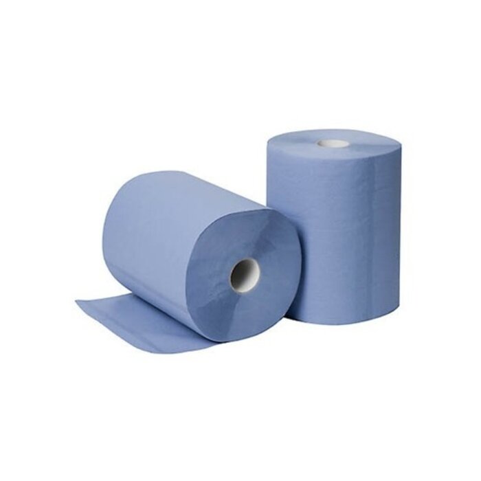 Eigen merk Poetsrollen Midi, 6x 135M, 2-laags, cellulose, blauw, geperforeerd - FOOD SAFETY