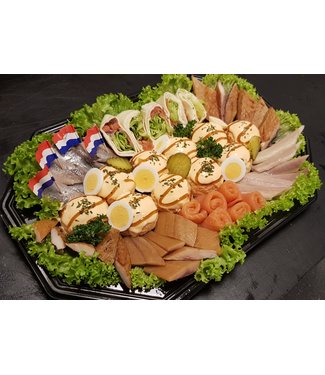 Zalm salade schotel 12 bol + vis hapjes (7-8 pers.)