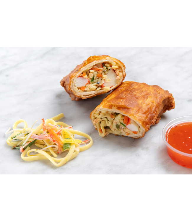 Ambachtelijke Vis loempia met bami & kabeljauw