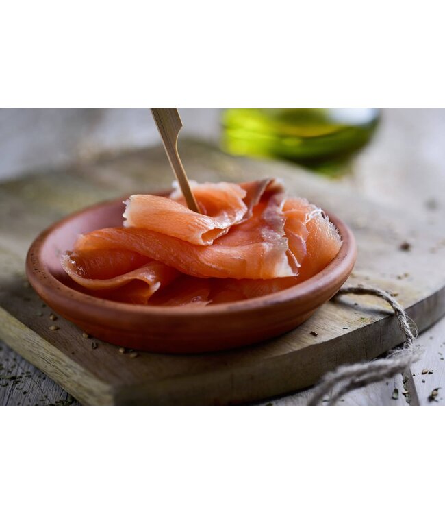 Koud gerookte Schotse zalm breed en dun gesneden