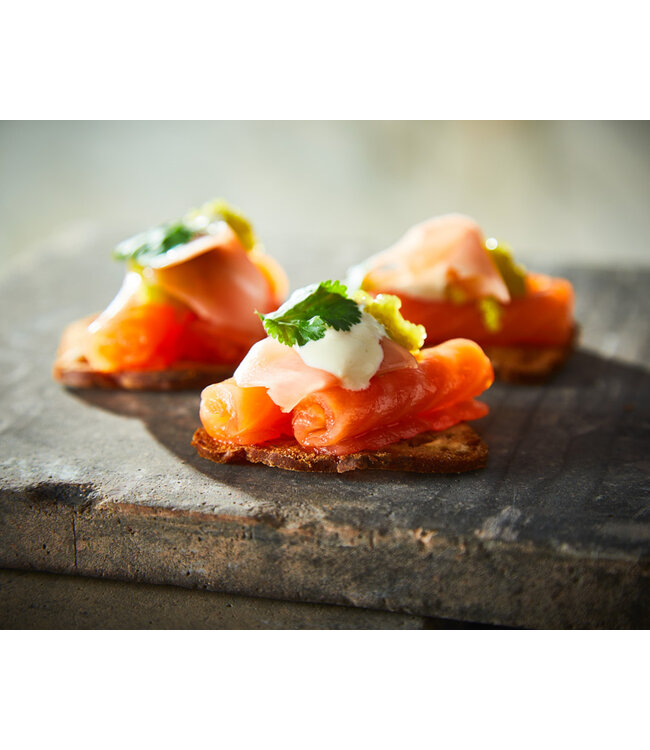 Koud gerookte Schotse zalm breed en dun gesneden