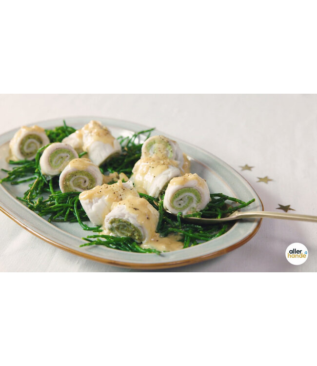 Scholfilet  rolletjes met zalm