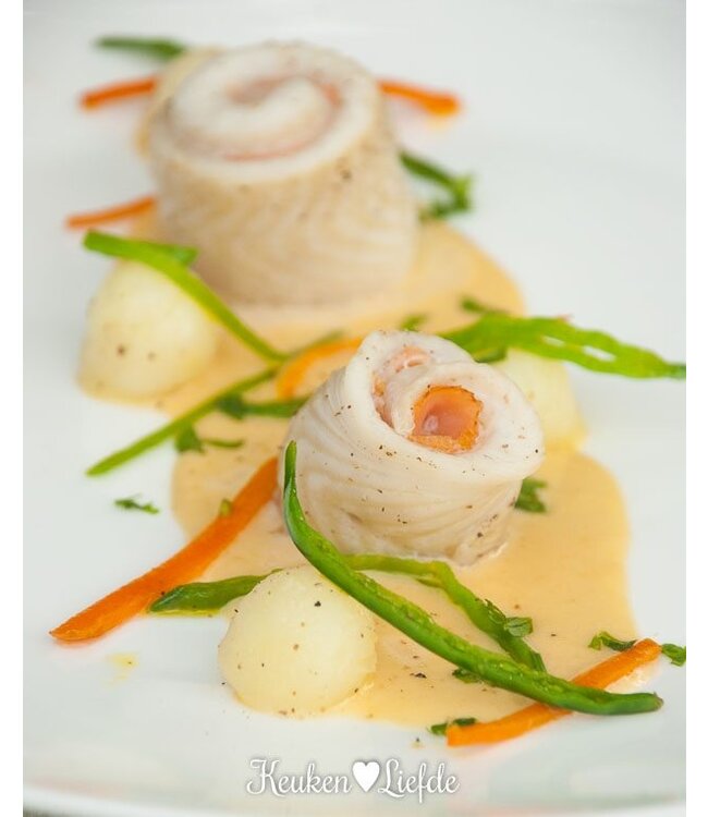 Scholfilet  rolletjes met zalm