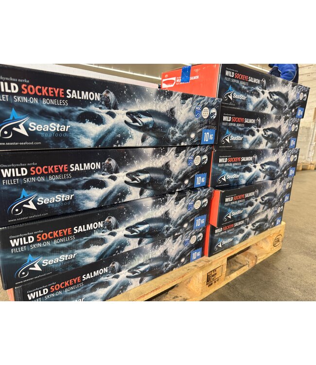 Doos wilde Sockeye zalmfilet met huid (MSC)  Groothandel   Nieuwe Verse productie!