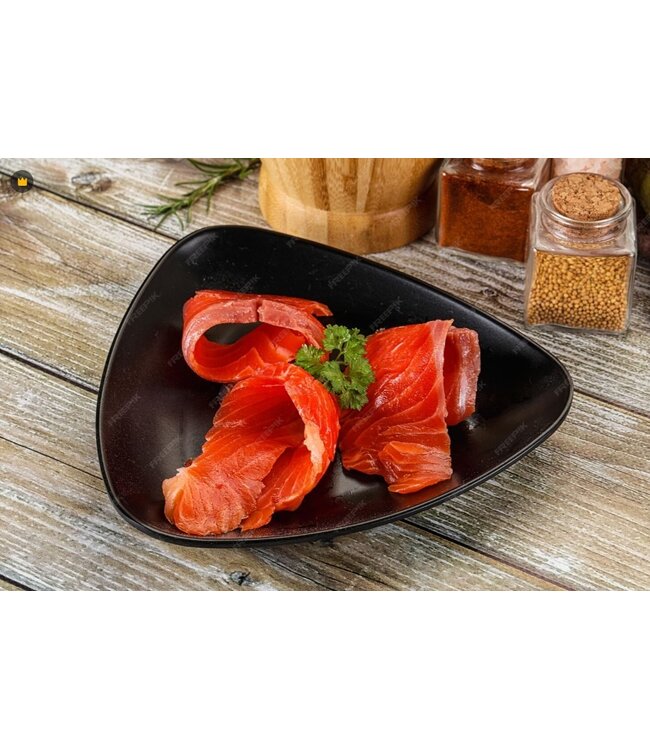 Halve zijde MSC Wilde Sockeye zalmfilet  Ambachtelijk Koud gerookt  500 gram