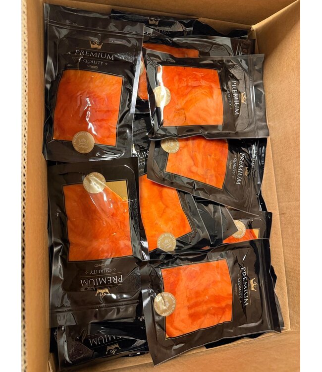Halve zijde MSC Wilde Sockeye zalmfilet  Ambachtelijk Koud gerookt  500 gram