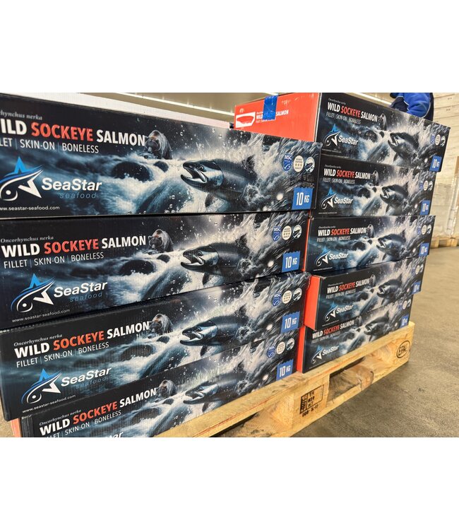 Doos grote  Wilde Sockeye  zalmfilet met huid (MSC)  Groothandel   Nieuwe Verse productie!