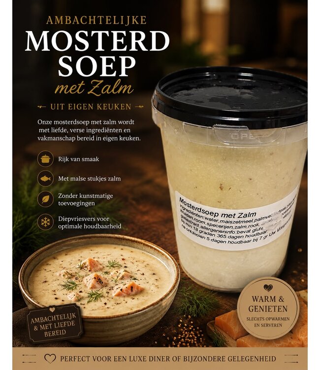 Mosterd / zalm Soep  kant en klaar 500 ml