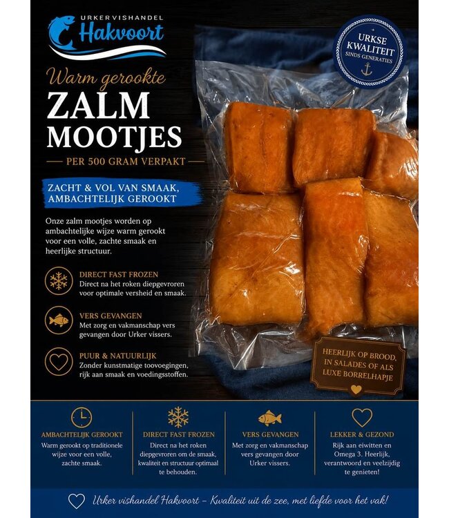 Warm gerookte zalm moten 500 gram