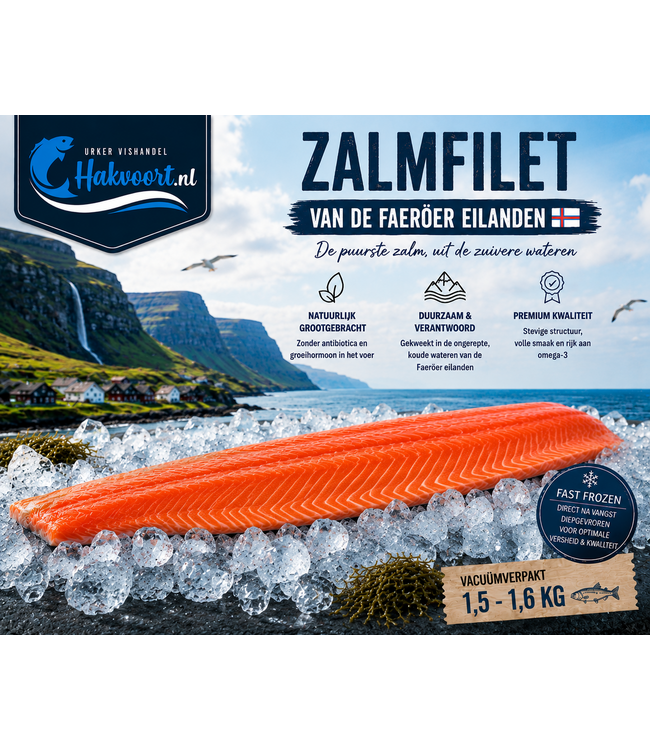 Hele  zalmfilet  zijde 1,6kg  PREMIUM kwaliteit van de  Faeröer Eilanden!