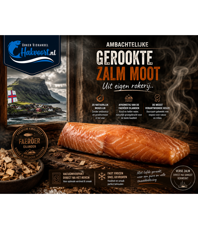 Warm gerookte zalm moot (200 gr +/- )