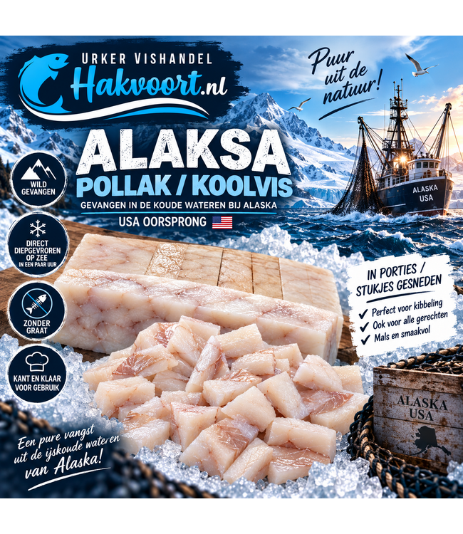 Alaska Pollak kibbeling Premium XL 1 doos 7,5 kg