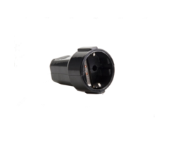 Black rubber counter plug with safety ground.