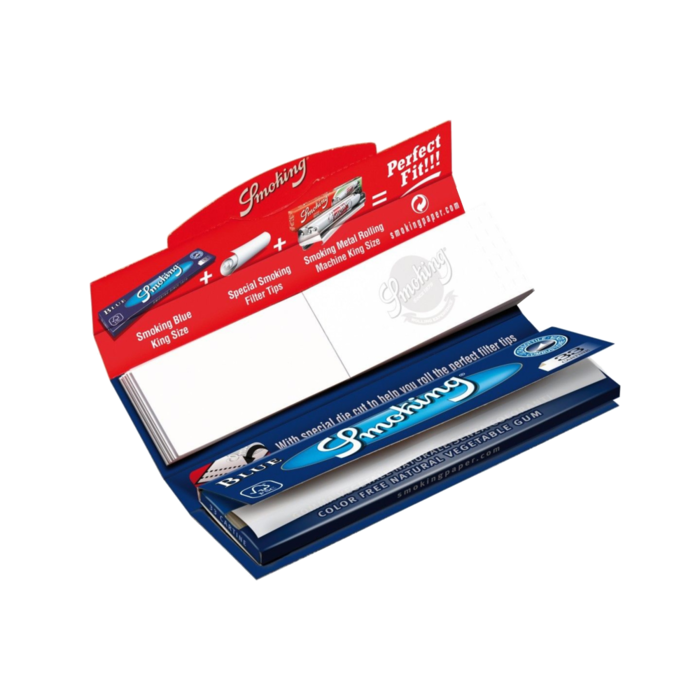 Smoking Smoking King Size Blue 2 in 1 | 24 pieces ~ Rolling Papers & Tips