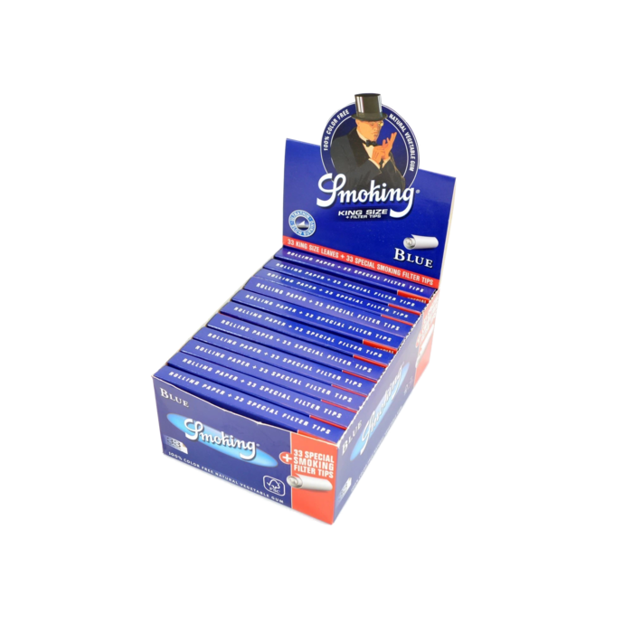 Smoking Smoking King Size Blue 2 in 1 | 24 stuks ~ Vloei & Tip