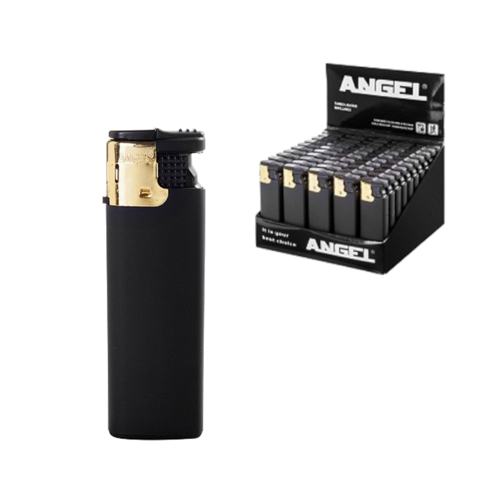 Angel Angel Stormaansteker Turbo Zwart/Goud ~ Wegwerpbare Aanstekers