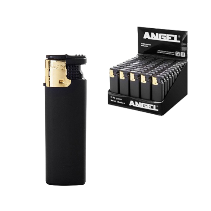 Angel Angel Stormaansteker Turbo Zwart/Goud ~ Wegwerpbare Aanstekers