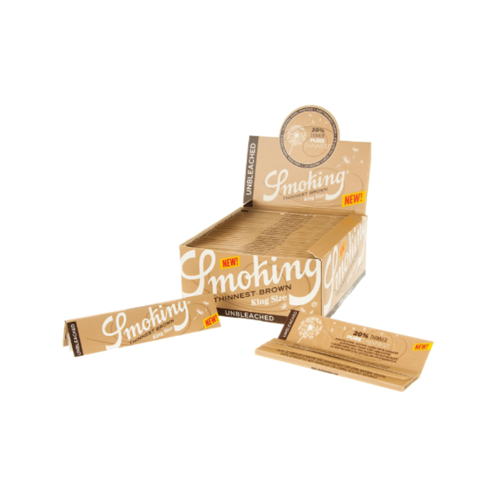 Smoking Smoking King Size Slim Brown Thinnest 50 stuks ~ Ongebleekte Vloei