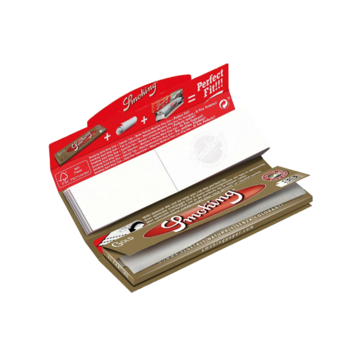 Smoking Smoking King Size Slim Gold 2 in 1 | 24 pieces ~ Rolling Papers & Tips