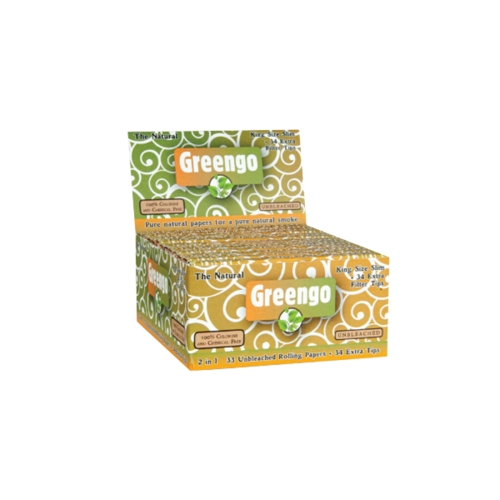 Greengo Greengo Unbleached King Size Slim 2 in 1 | 24 pieces ~ Rolling Papers & Tips