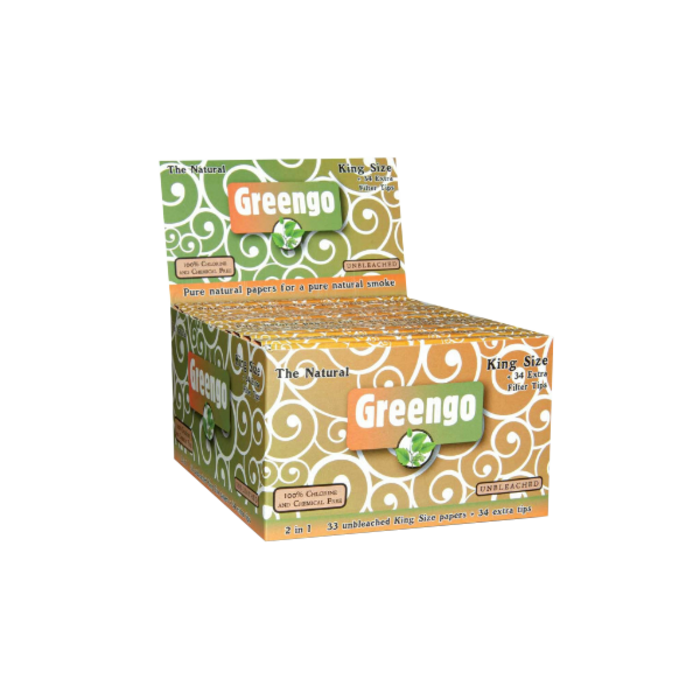 Greengo Greengo Unbleached King Size Regular 2 in 1 | 24 pieces ~ Rolling papers & Tips