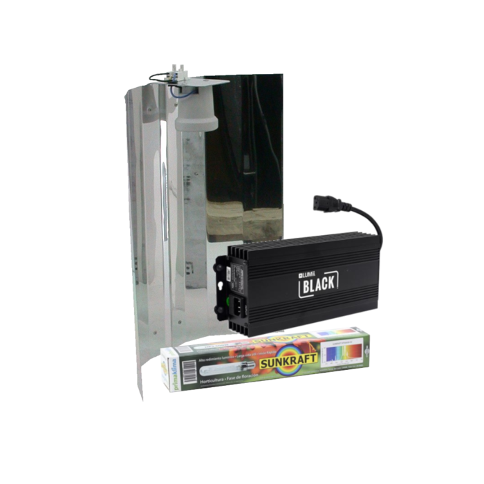 Prima Klima Lumii Black + Spiegelkap + Sunkraft 600 Watt ~ Complete Verlichting Set