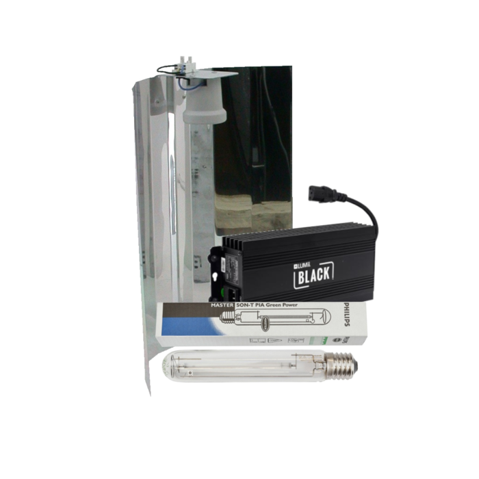 Philips Lumii Black + Spiegelkap + Philips Greenpower 600 Watt ~ Complete Verlichting Set