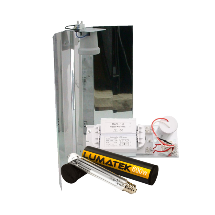 Lumatek Mari + Mirror Reflector + Lumatek Dual Spectrum 600 Watt ~ Complete Lighting Set