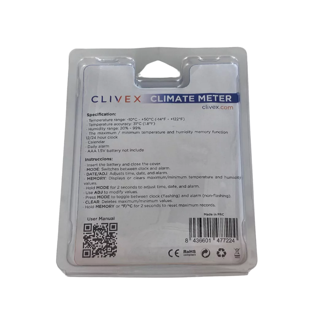 Clivex Clivex Thermohygrometer - Klimaatmeter