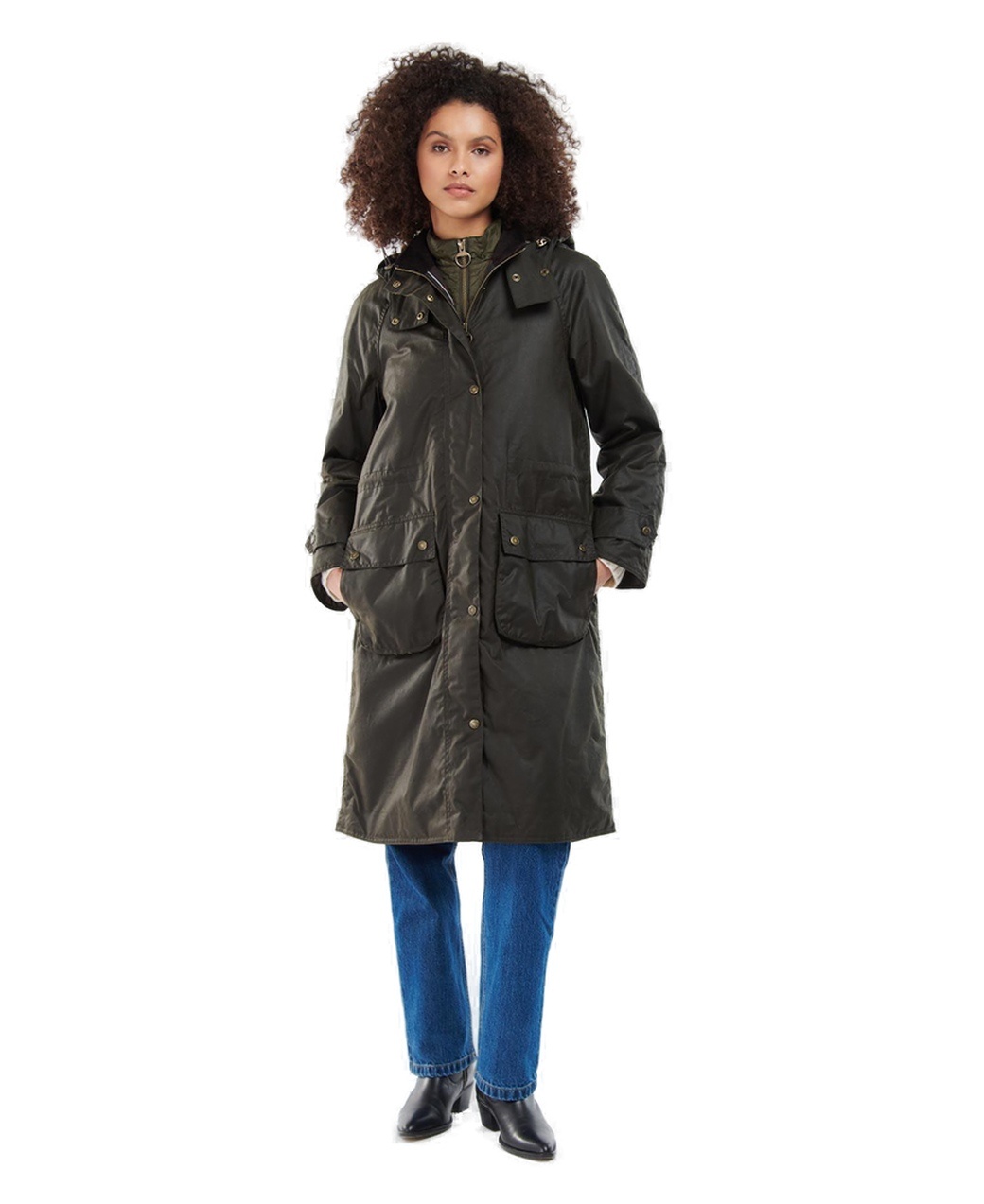 Barbour Long Cannich Wax Jacket Olive/Classic-3