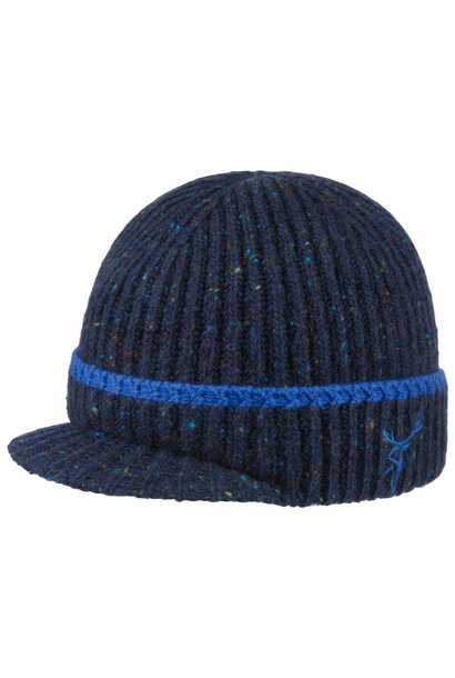 Stetson Beanie Deer Muts met Klep Blue/Navy