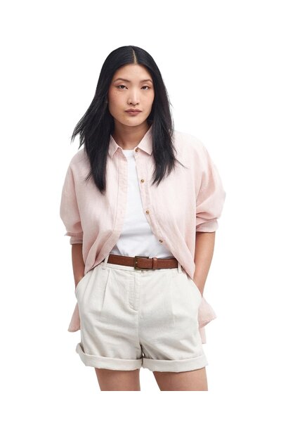 Barbour Hampton Relaxed Linen Shirt Primrose Pink