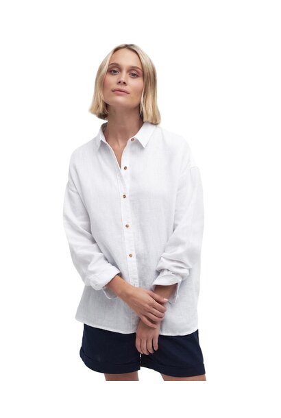 Barbour Hampton Relaxed Linen Shirt Classic White