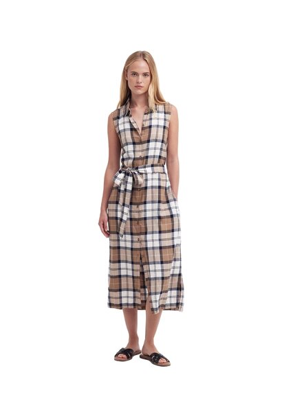 Barbour Caroline Tartan Midi Dress Primrose Hessian Tartan