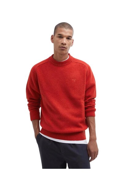 Barbour Grangetown Merino Crew Neck Jumper Orange