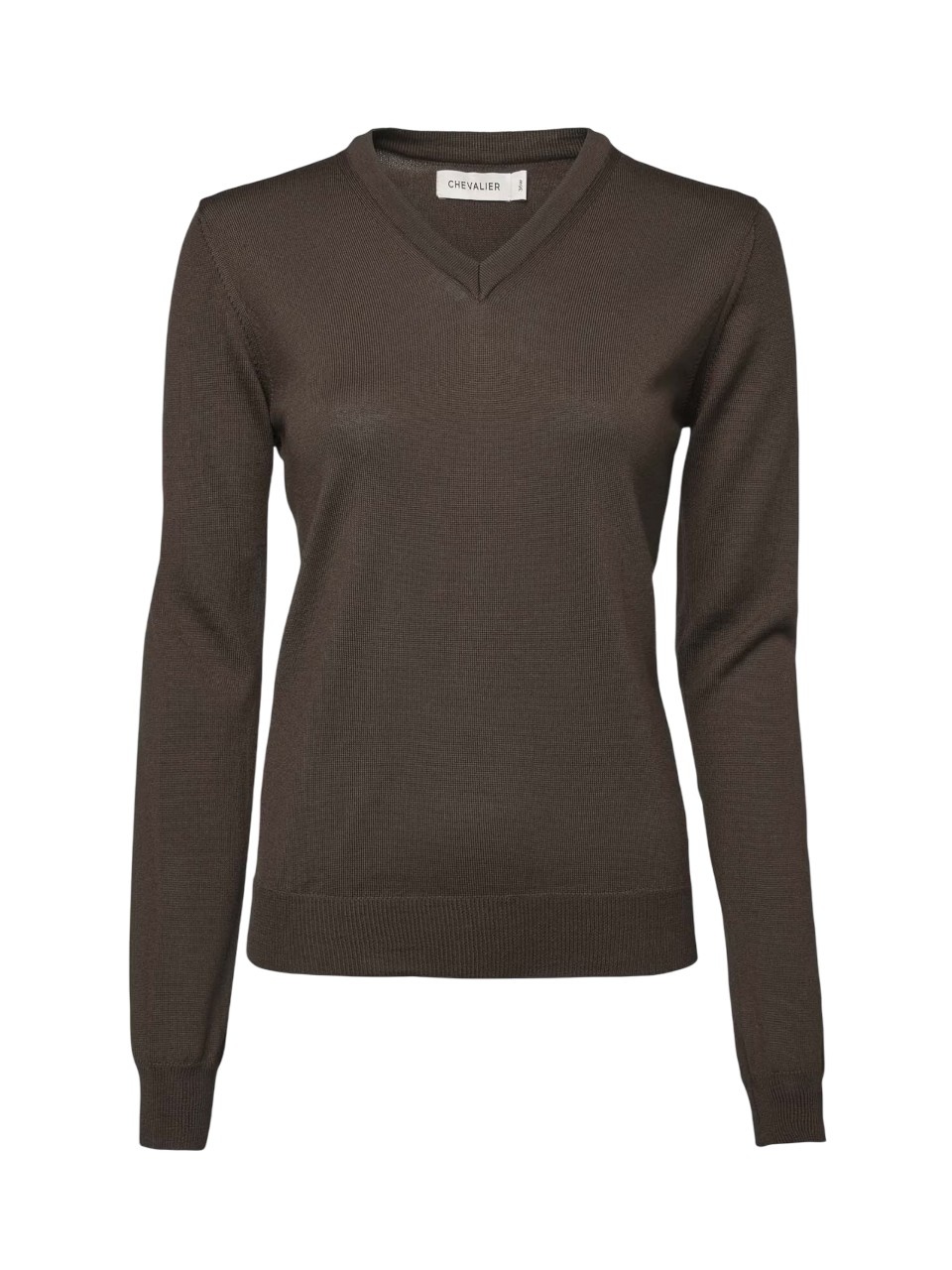Chevalier Blaise V-Neck Merino Pullover Women Leather Brown-1