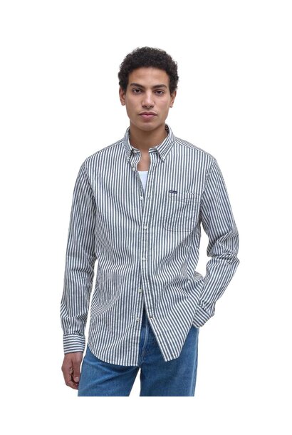 Barbour Cresswell Seersucker Tailored Fit Shirt Navy