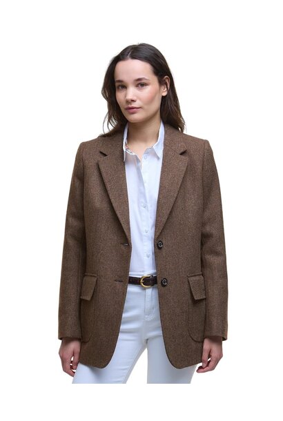 Barbour Elm Tailored Wool Blazer Military Brown