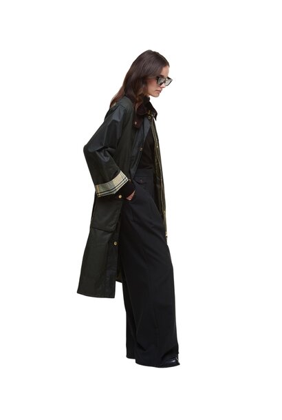 Barbour Milda Waxed Trench Coat Fern/Sage/Ancient Tartan