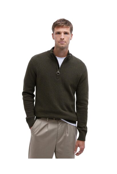 Barbour Holden Half Zip Jumper Olive Marl