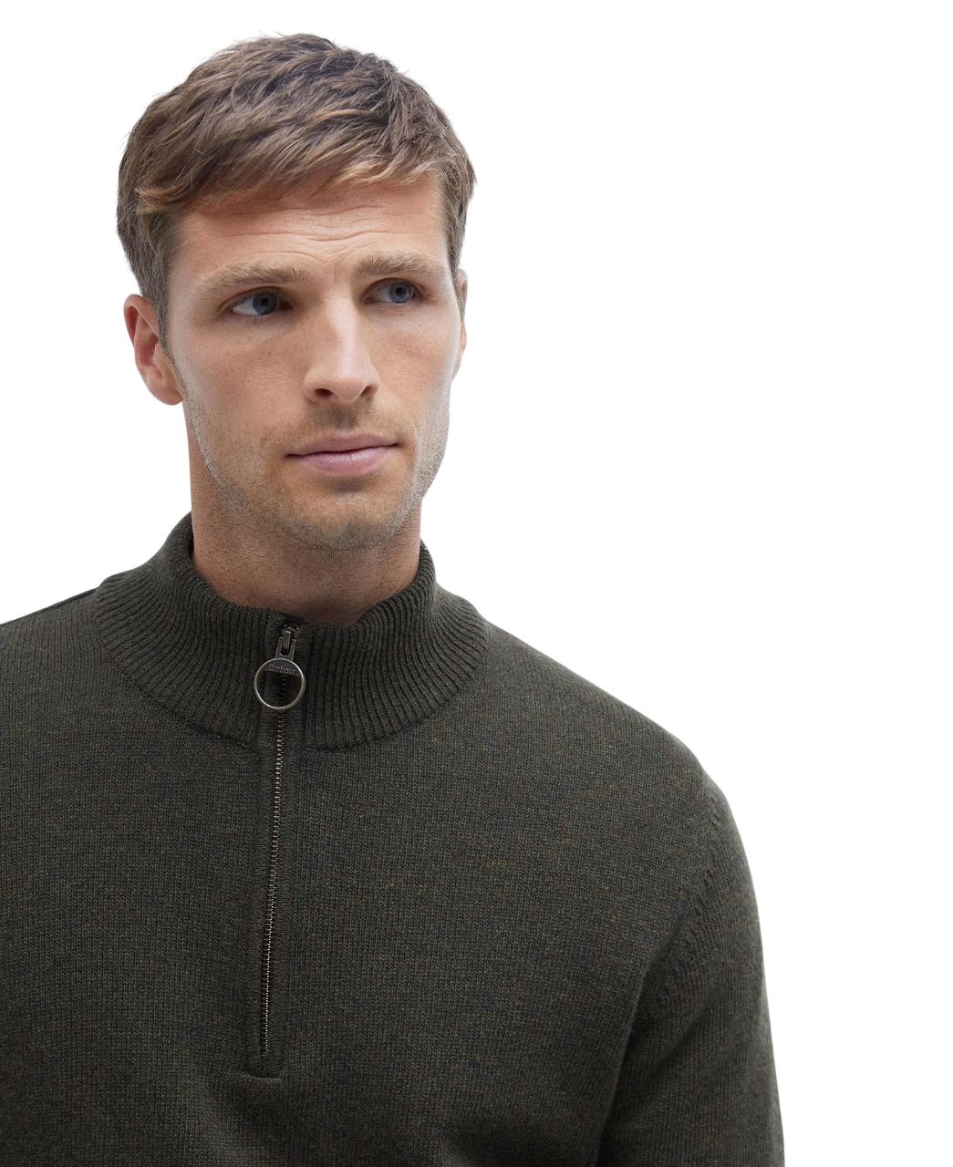 Barbour Holden Half Zip Jumper Olive Marl-4