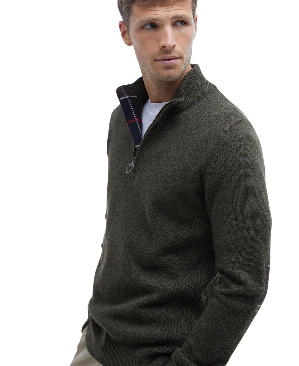Barbour Holden Half Zip Jumper Olive Marl-5